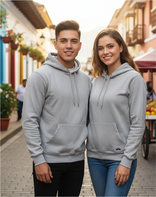 Buzos con Capucha Gris Jaspe Algodón Premium